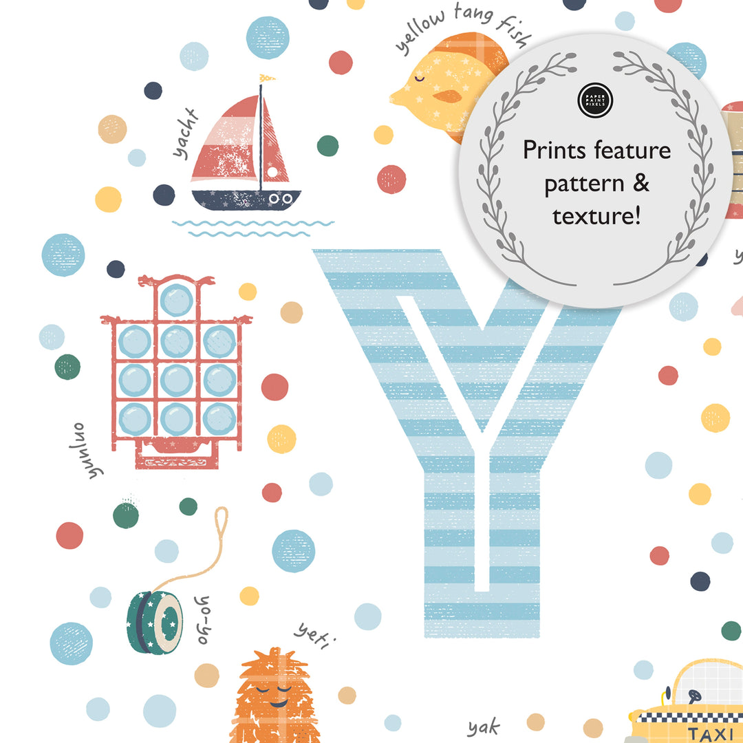 Boys Initial Letter Y Print - PaperPaintPixels