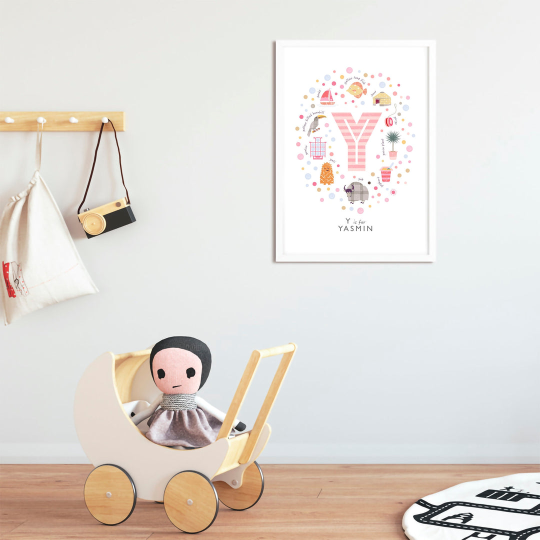 Girls Initial Letter Y Print - PaperPaintPixels
