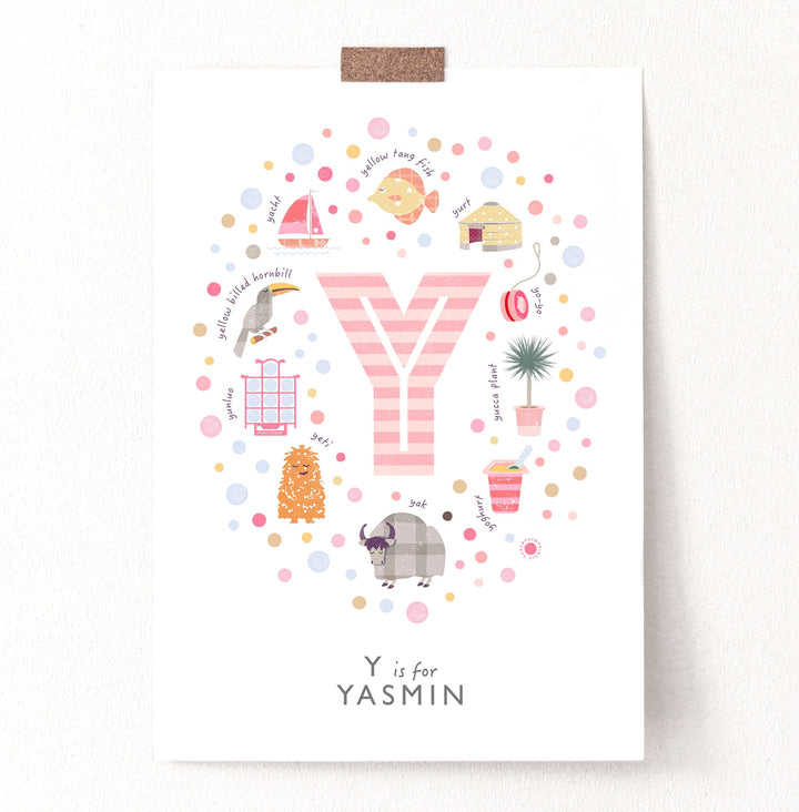 Girls Initial Letter Y Print - PaperPaintPixels