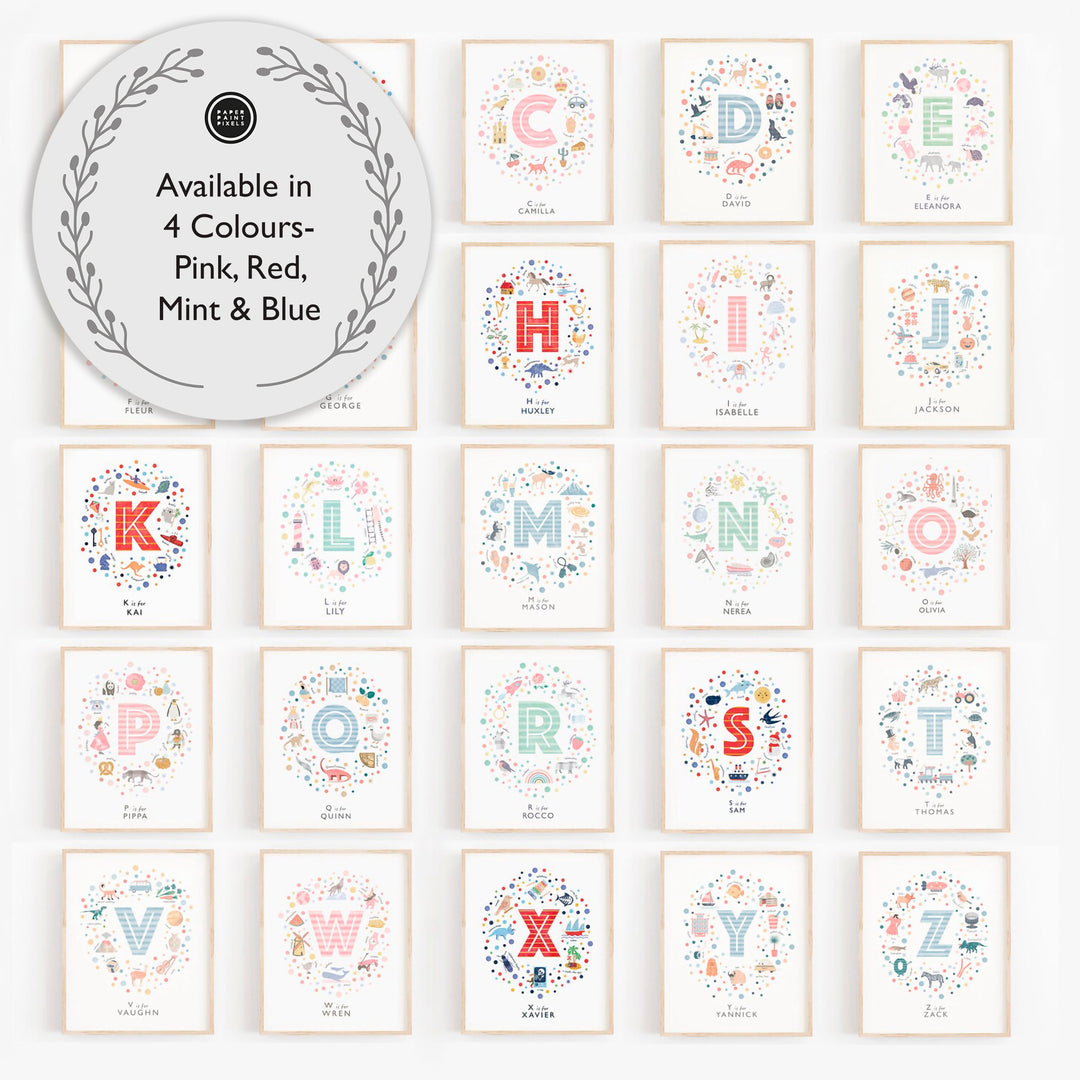 Girls Initial Letter U Print - PaperPaintPixels