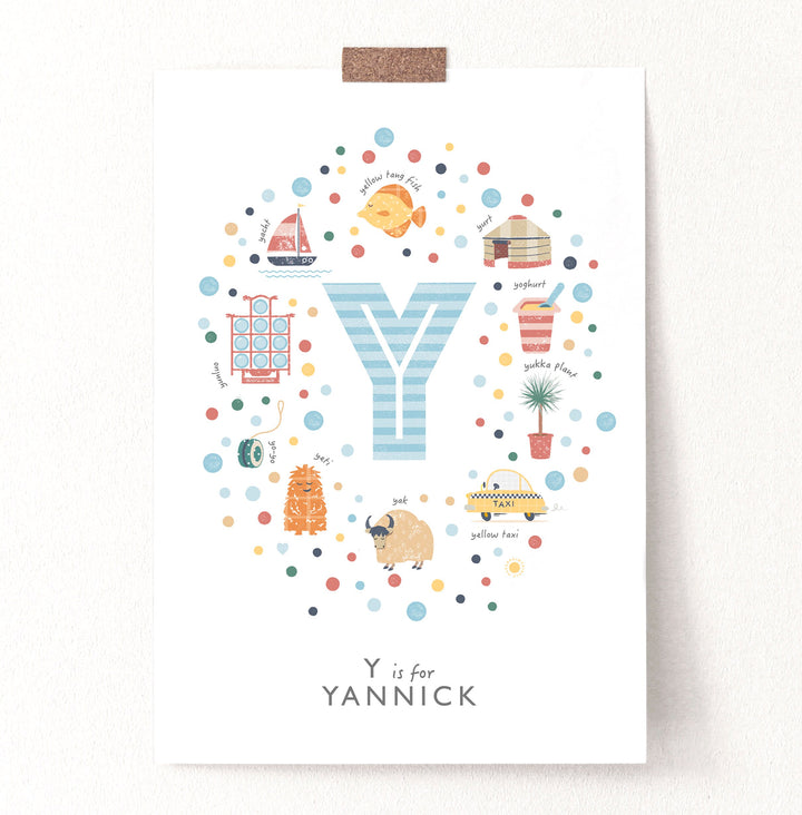 Boys Initial Letter Y Print - PaperPaintPixels