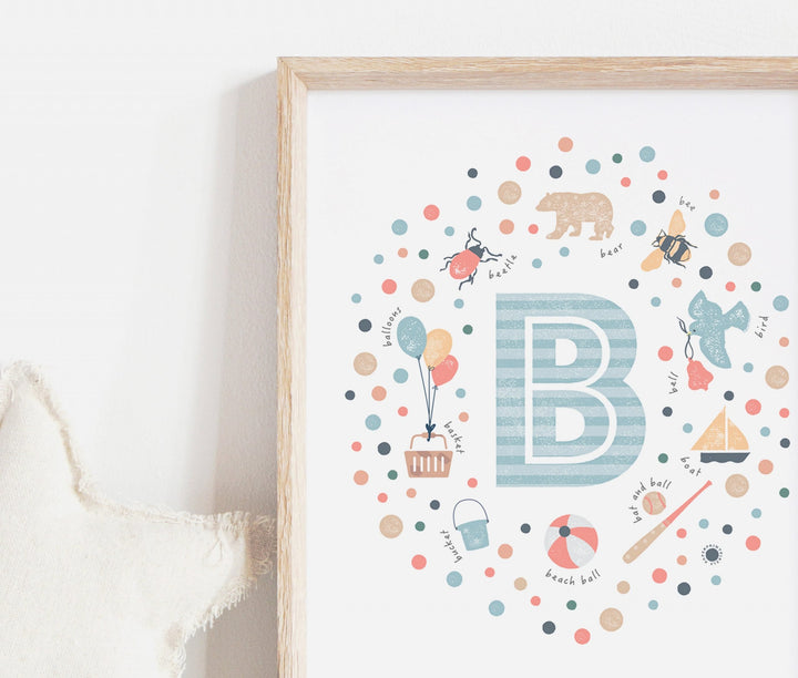 Boys Initial Letter B Print - PaperPaintPixels