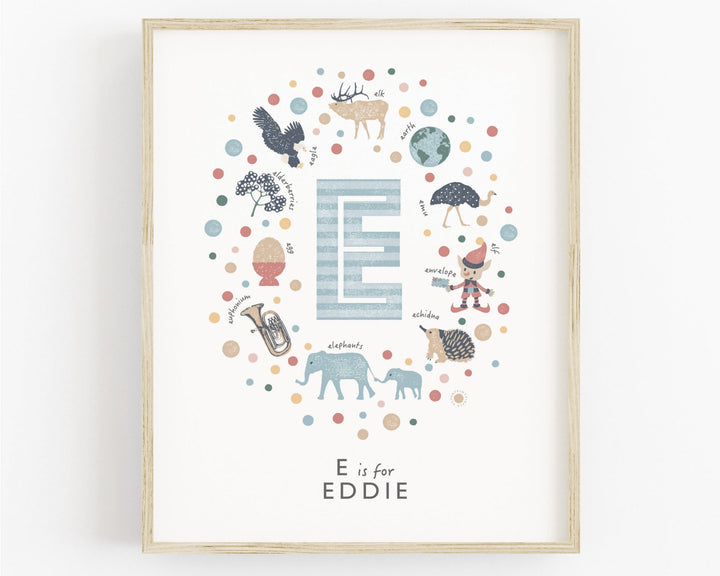 Boys Initial Letter E Print - PaperPaintPixels
