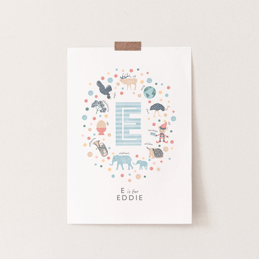 Boys Initial Letter E Print - PaperPaintPixels