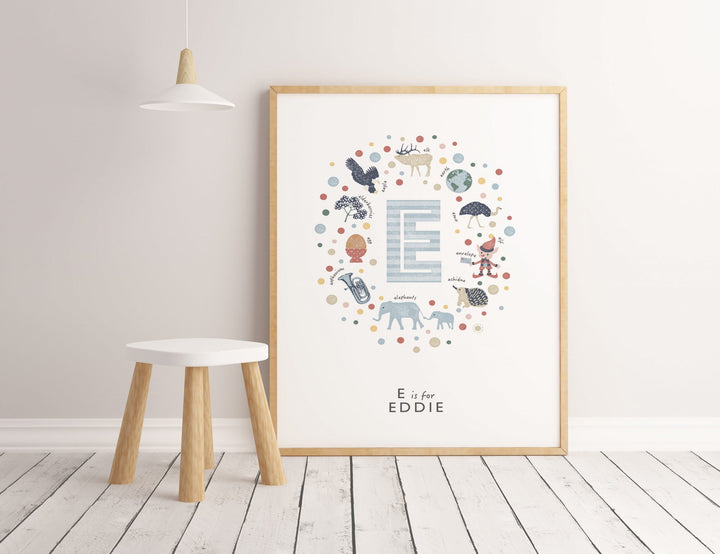 Boys Initial Letter E Print - PaperPaintPixels