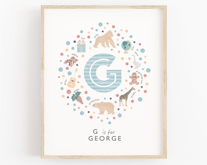 Boys Initial Letter G Print - PaperPaintPixels