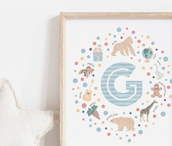 Boys Initial Letter G Print - PaperPaintPixels