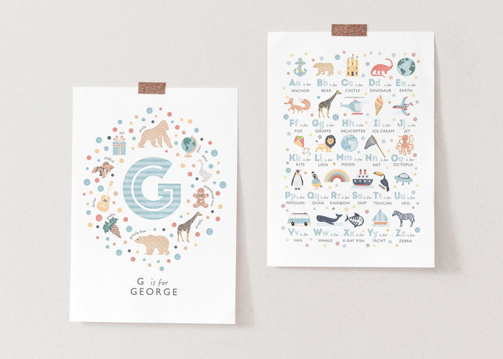 Boys Initial Letter G Print - PaperPaintPixels