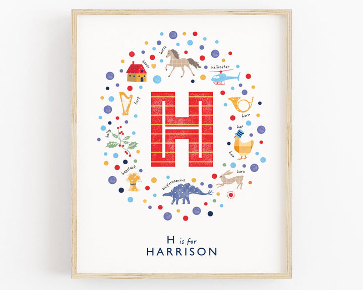 Boys Initial Letter H Print - PaperPaintPixels