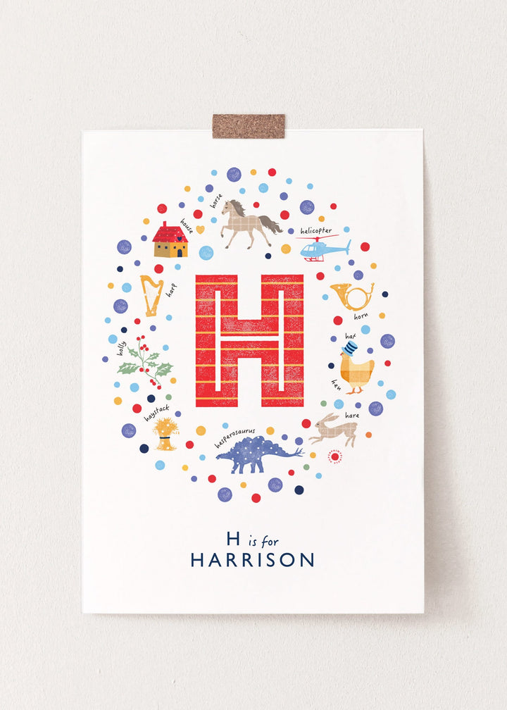Boys Initial Letter H Print - PaperPaintPixels