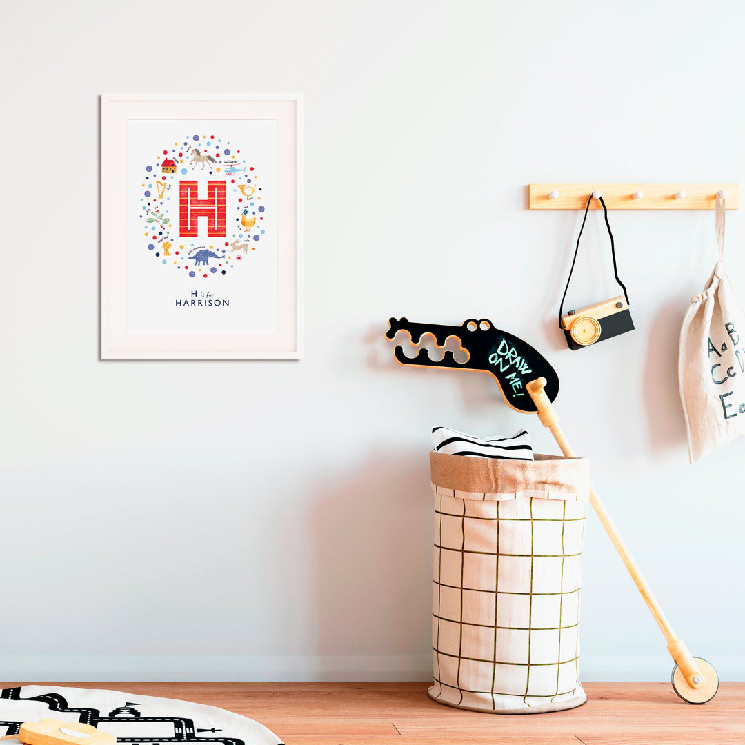 Boys Initial Letter H Print - PaperPaintPixels