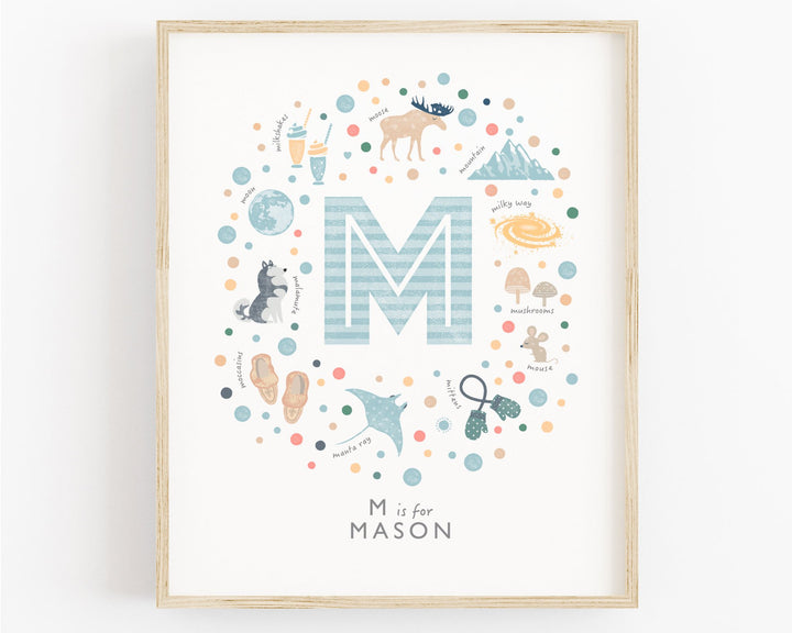 Boys Initial Letter M Print - PaperPaintPixels