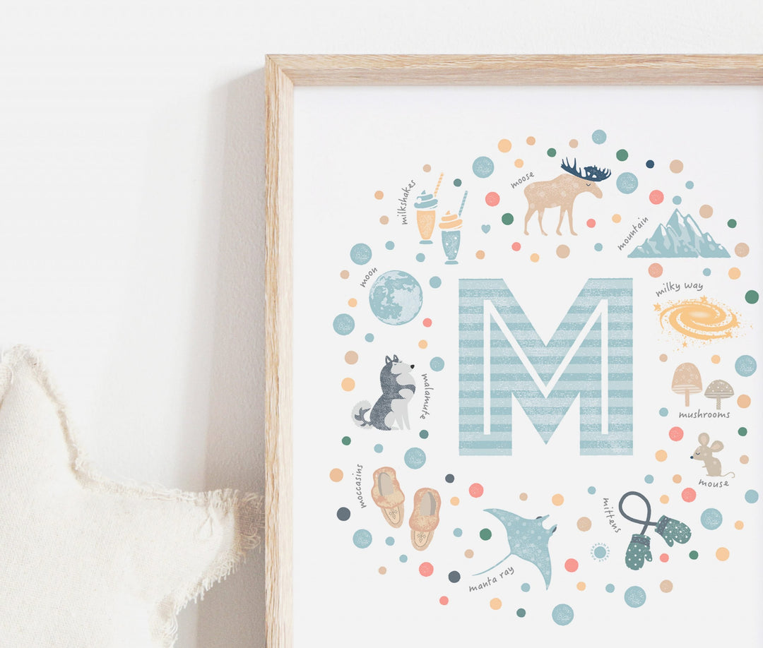 Boys Initial Letter M Print - PaperPaintPixels