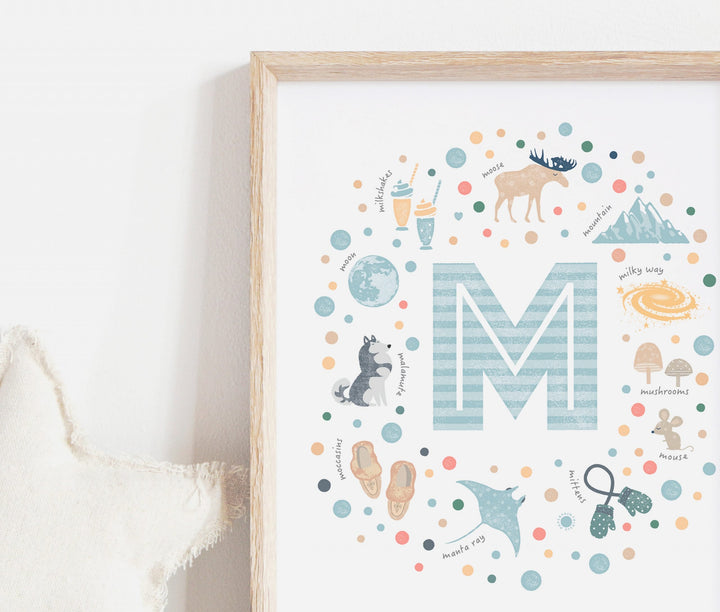 Boys Initial Letter M Print - PaperPaintPixels
