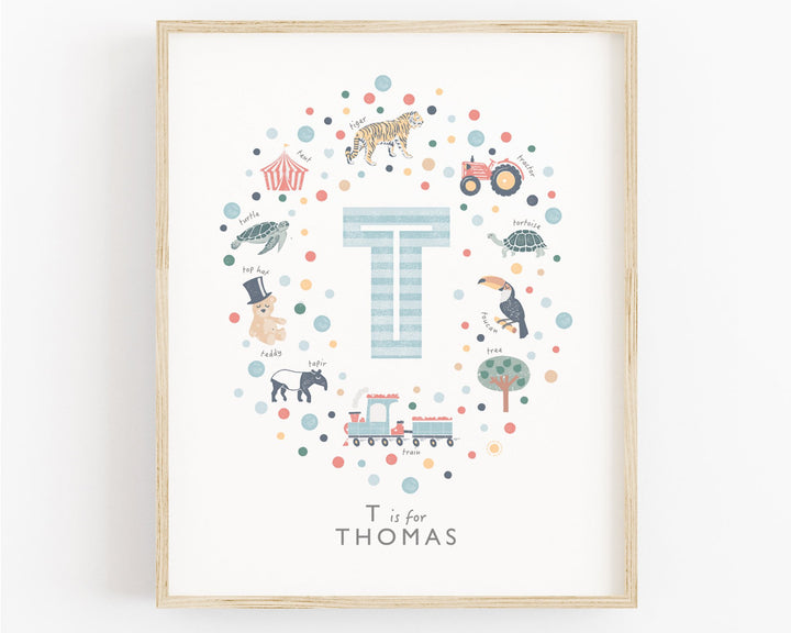 Boys Initial Letter T Print - PaperPaintPixels