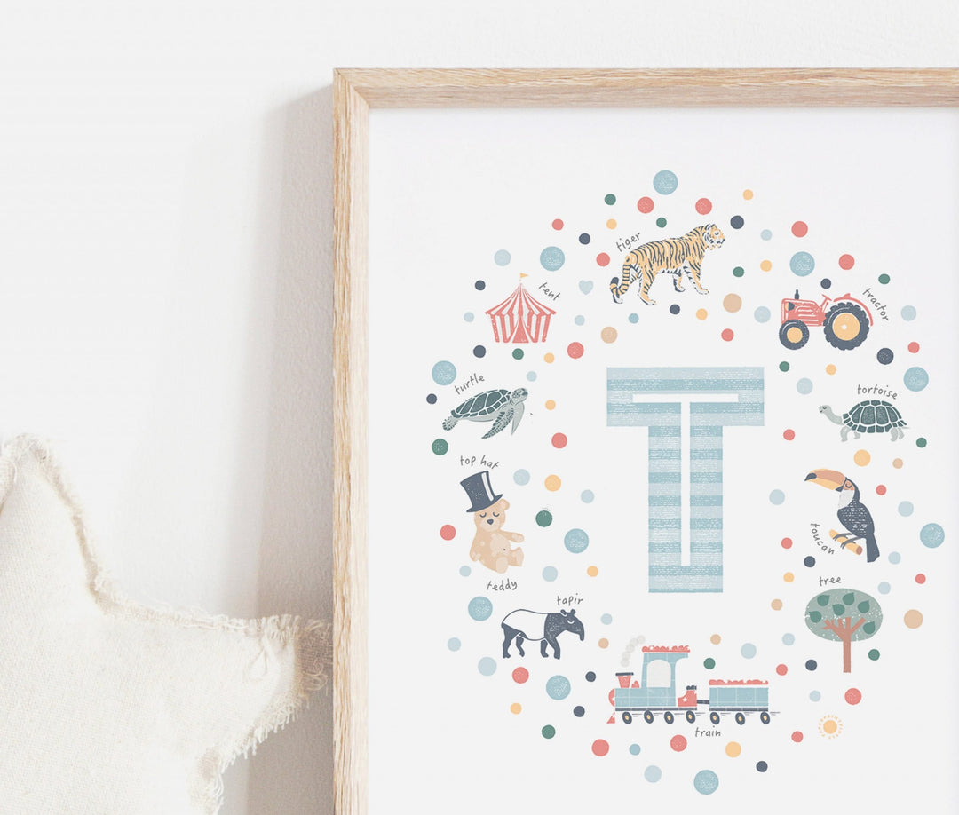 Boys Initial Letter T Print - PaperPaintPixels