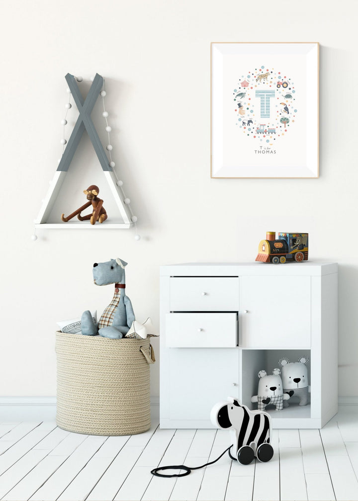 Boys Initial Letter T Print - PaperPaintPixels