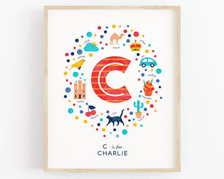 Boys Initial Letter C Art Print - PaperPaintPixels