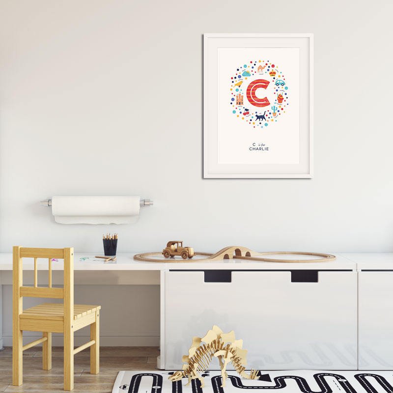 Boys Initial Letter C Art Print - PaperPaintPixels