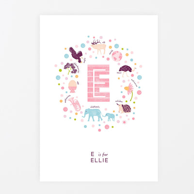 Girls Initial Letter E Print - PaperPaintPixels
