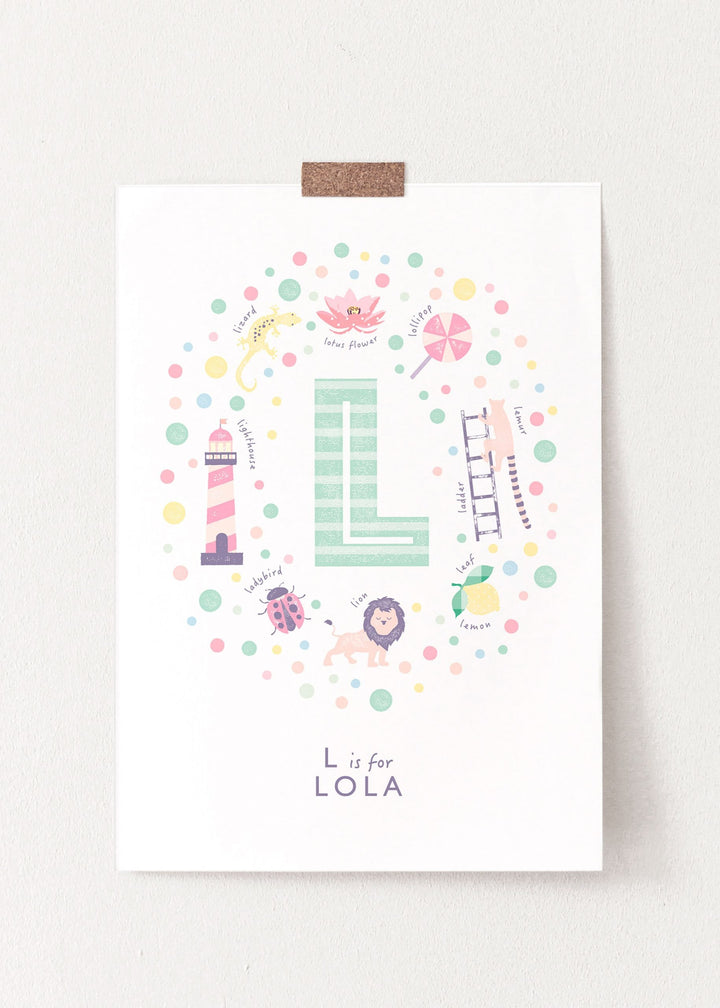 Girls Initial Letter L Print - PaperPaintPixels