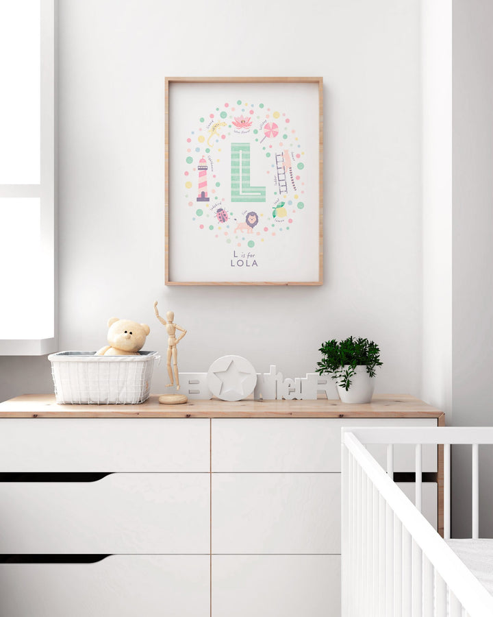 Girls Initial Letter L Print - PaperPaintPixels