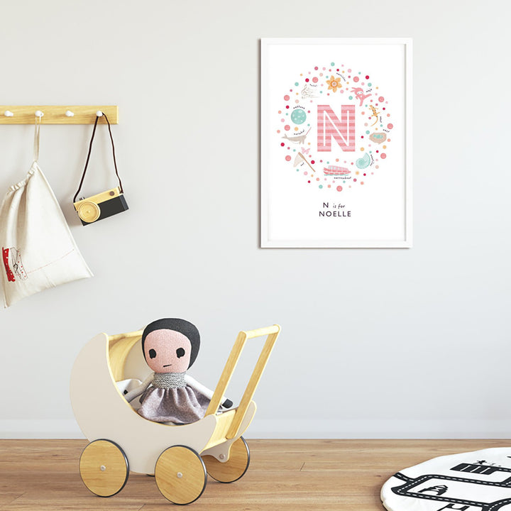 Girls Initial Letter N Print - PaperPaintPixels