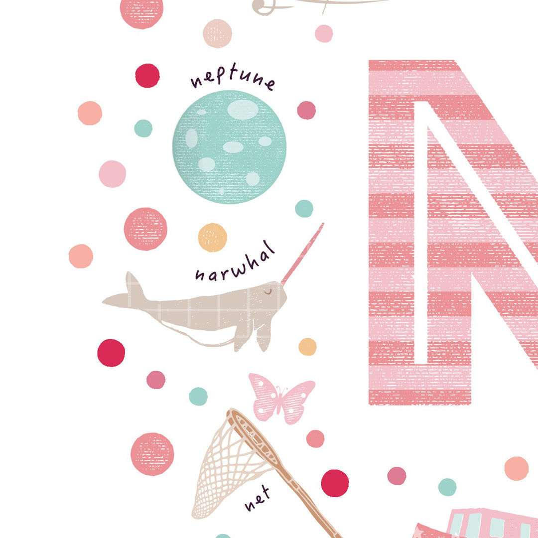 Girls Initial Letter N Print - PaperPaintPixels