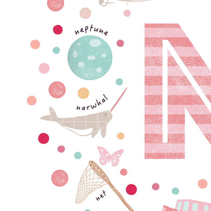 Girls Initial Letter N Print - PaperPaintPixels