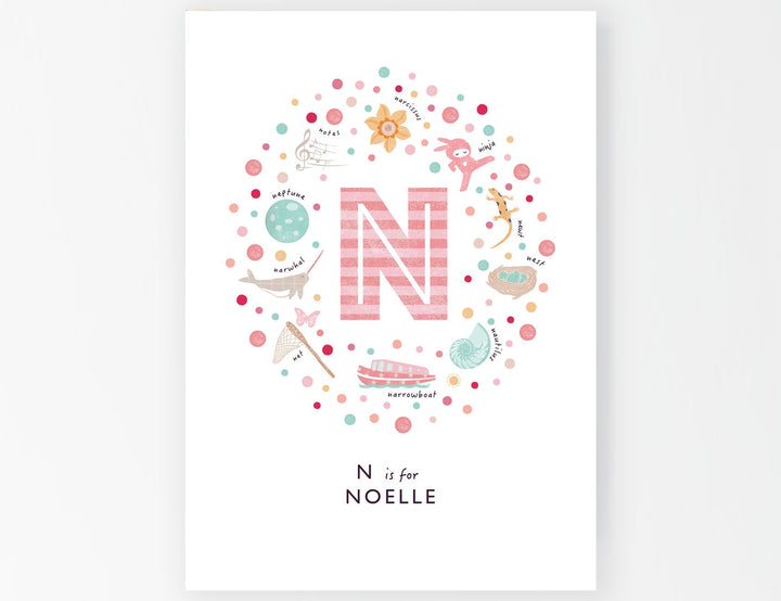 Girls Initial Letter N Print - PaperPaintPixels