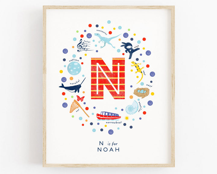 Boys Initial Letter N Print - PaperPaintPixels