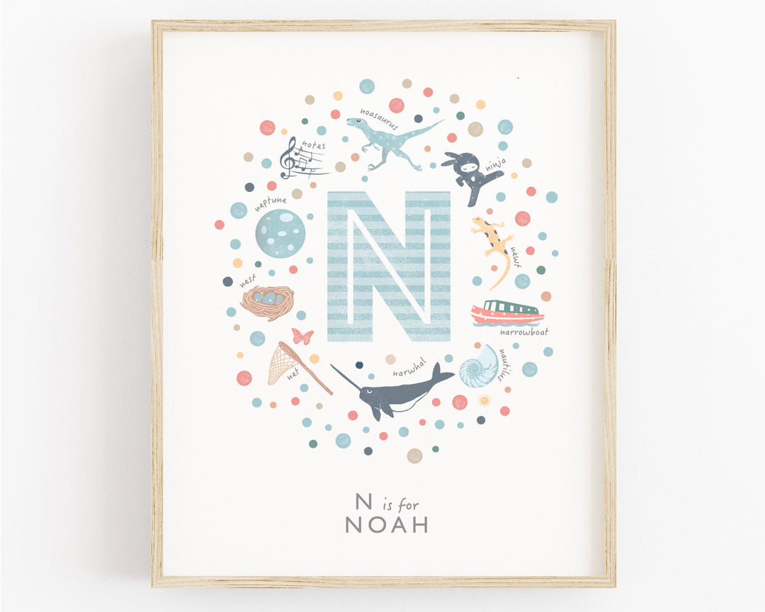 Boys Initial Letter N Print - PaperPaintPixels