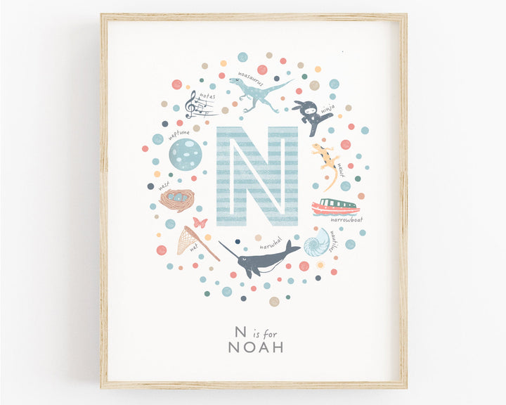 Boys Initial Letter N Print - PaperPaintPixels