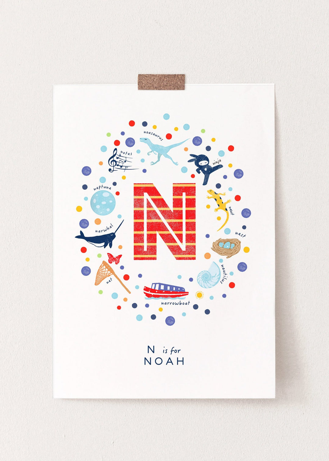 Boys Initial Letter N Print - PaperPaintPixels