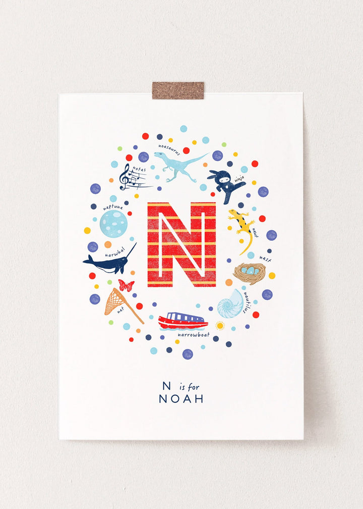 Boys Initial Letter N Print - PaperPaintPixels