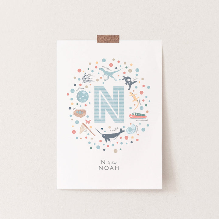 Boys Initial Letter N Print - PaperPaintPixels