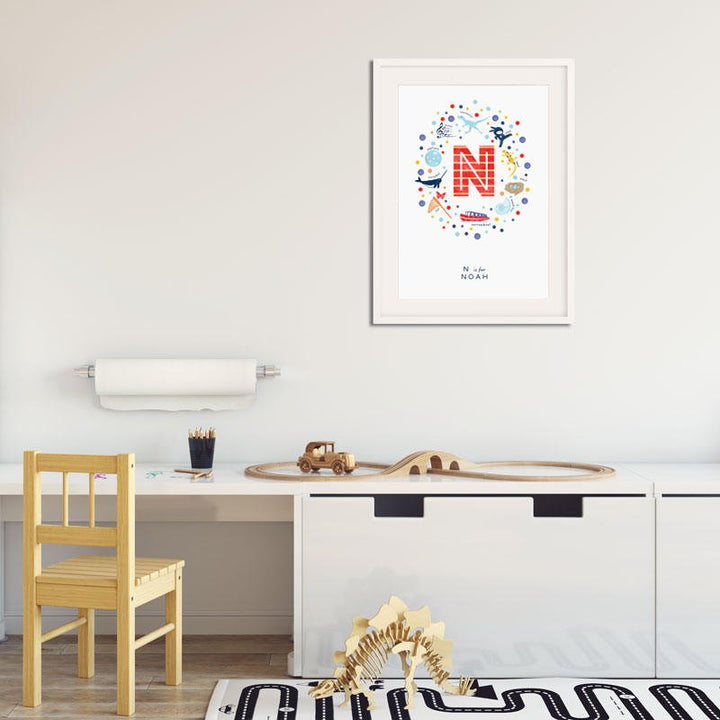 Boys Initial Letter N Print - PaperPaintPixels