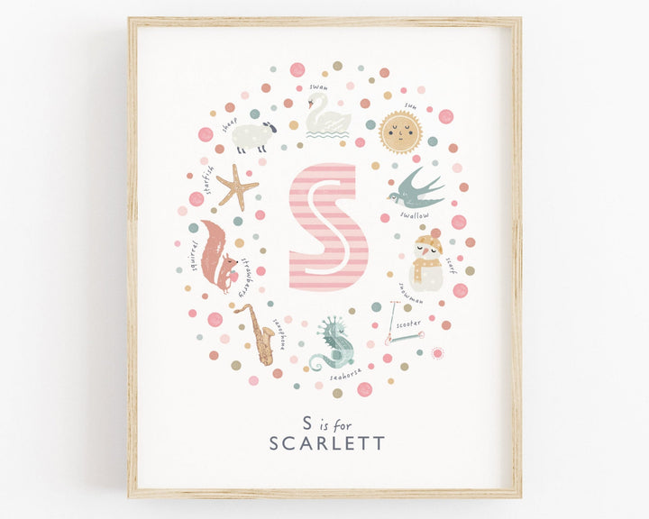 Girls Initial Letter S Print - PaperPaintPixels