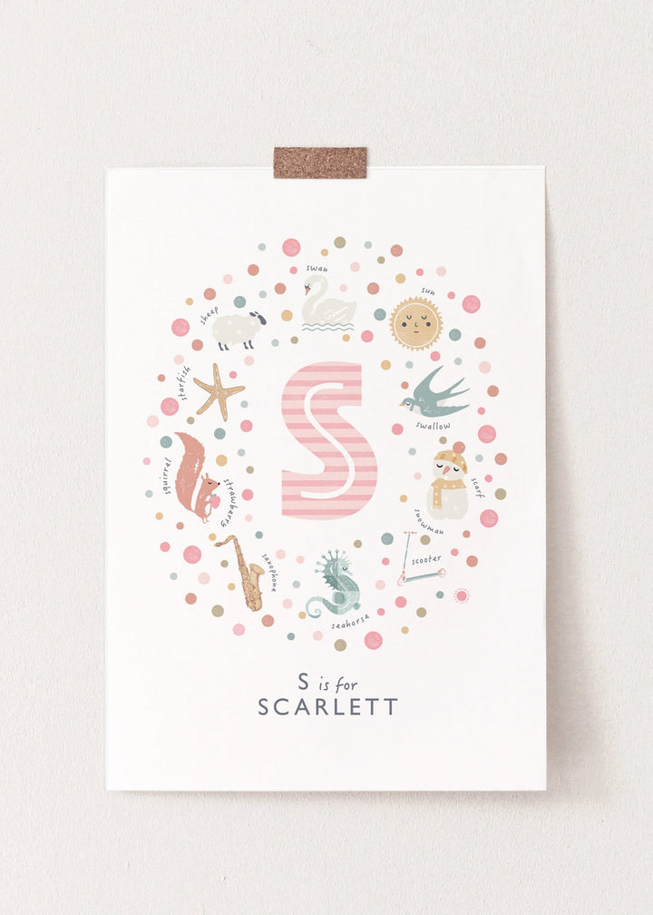 Girls Initial Letter S Print - PaperPaintPixels