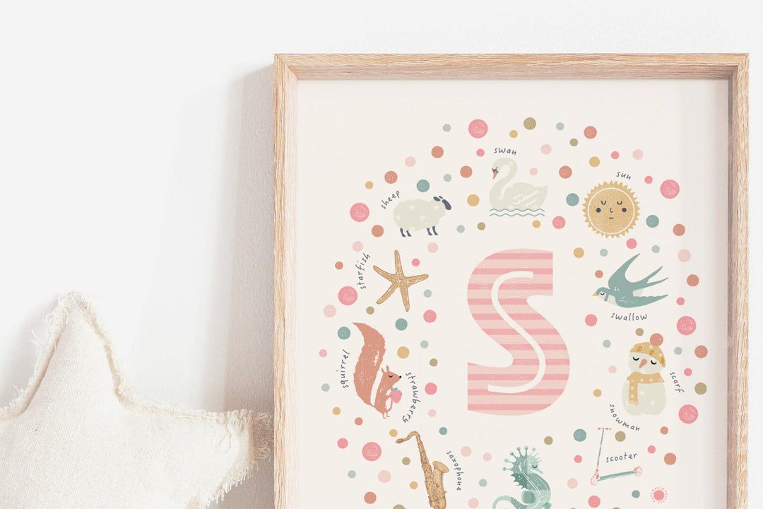 Girls Initial Letter S Print - PaperPaintPixels