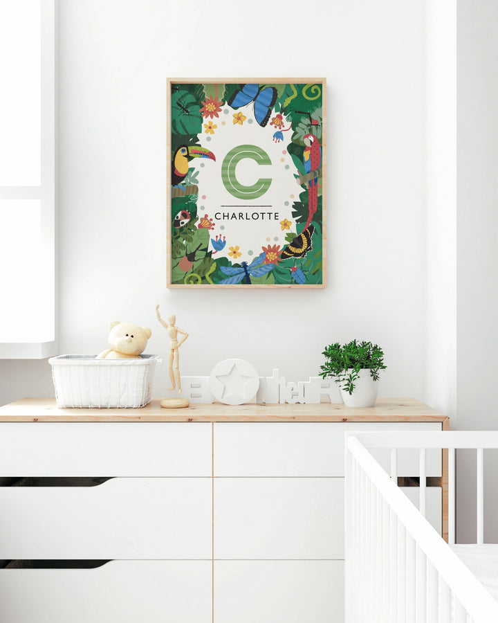 Personalised Jungle Nursery Name Print - PaperPaintPixels