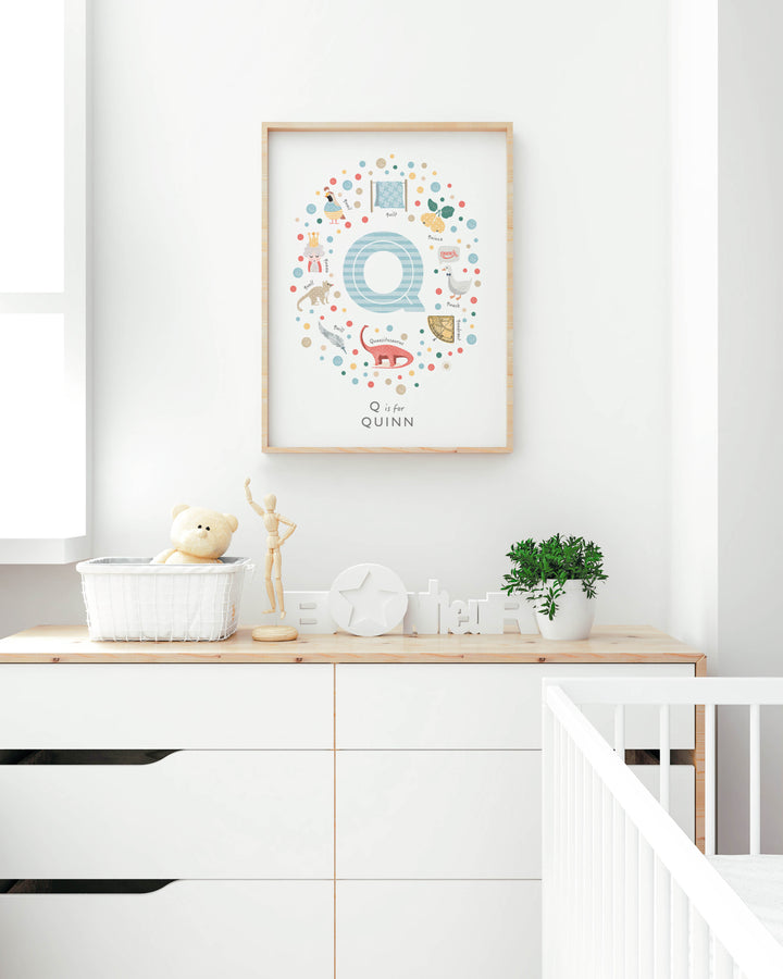 Boys Initial Letter Q Print - PaperPaintPixels