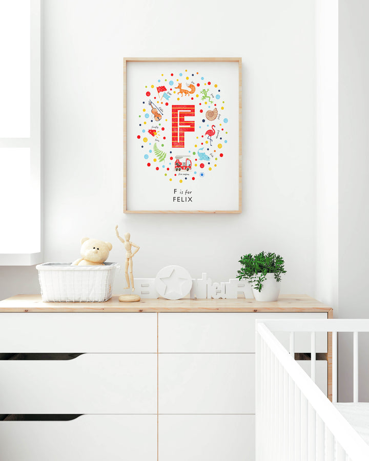 Boys Initial Letter F Print - PaperPaintPixels