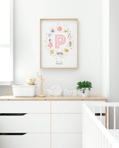 Girls Initial Letter P Print - PaperPaintPixels