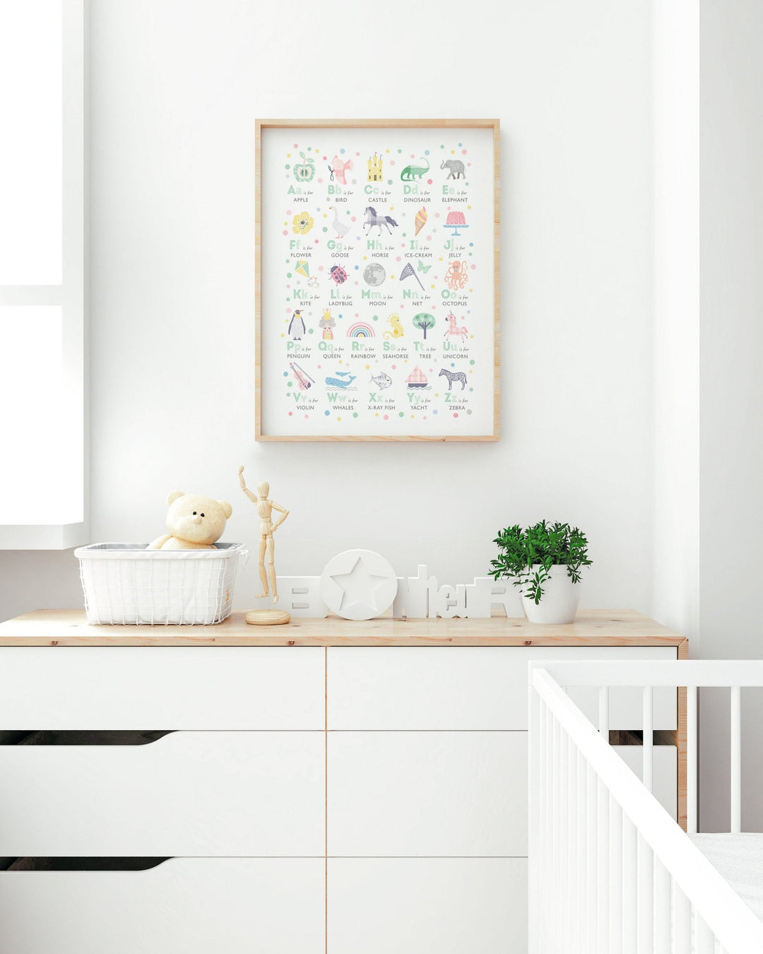 Mint Alphabet Nursery Print for Baby Girl Nursery - PaperPaintPixels