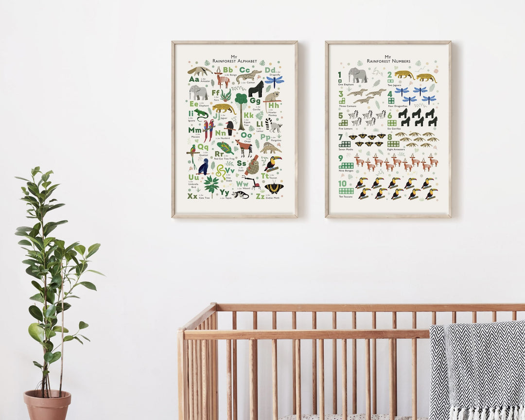 Jungle Animals Nursery Alphabet and Numbers Set - PaperPaintPixels