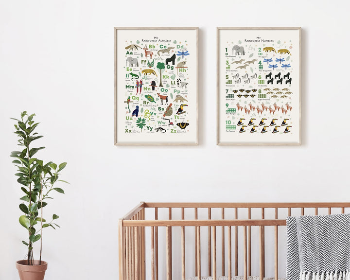 Jungle Animals Nursery Alphabet and Numbers Set - PaperPaintPixels