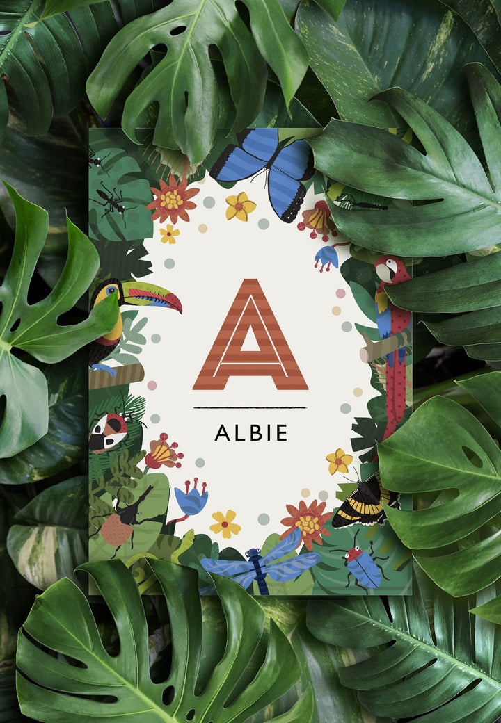 Personalised Jungle Nursery Name Print - PaperPaintPixels
