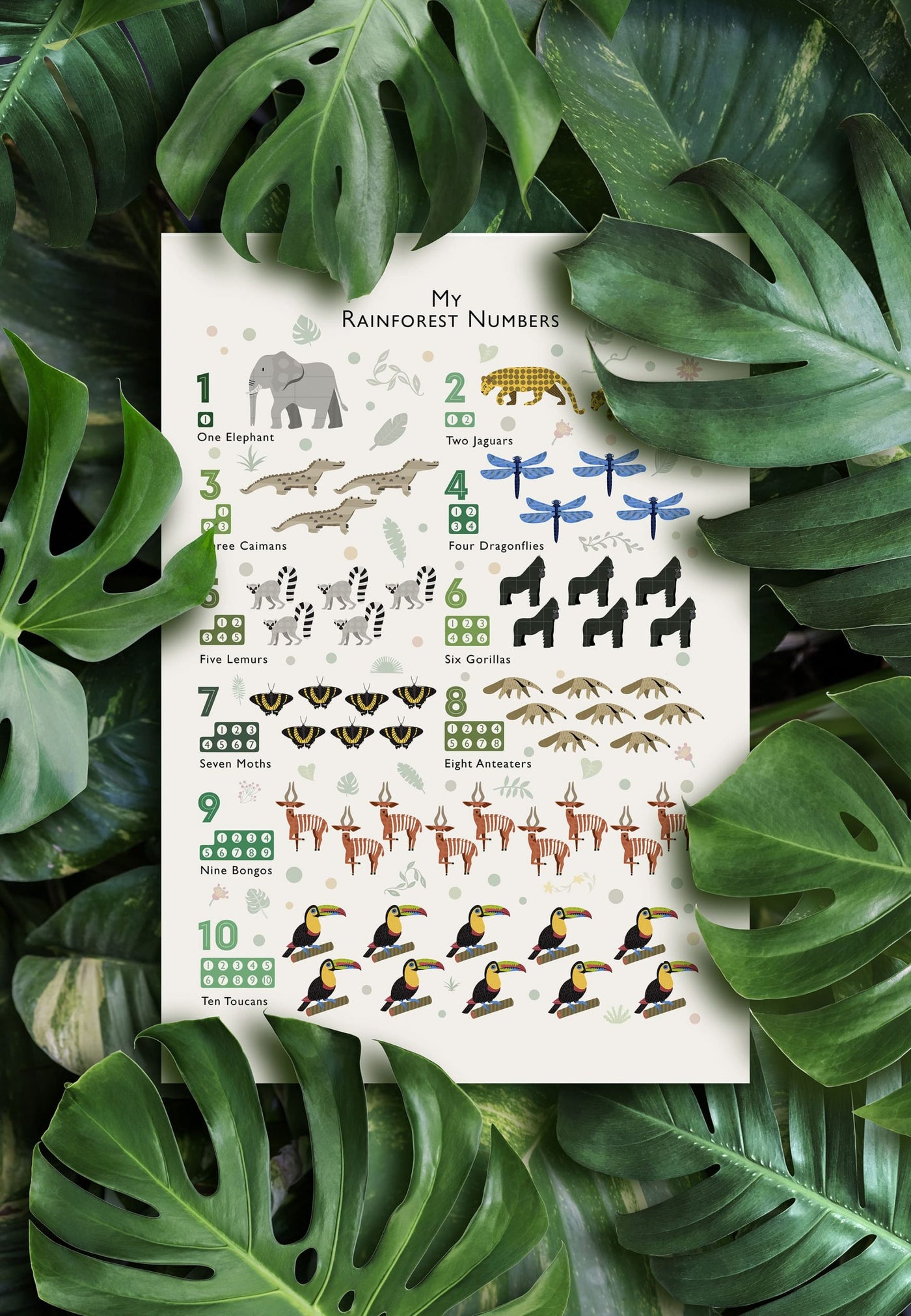 Rainforest Numbers Print - PaperPaintPixels