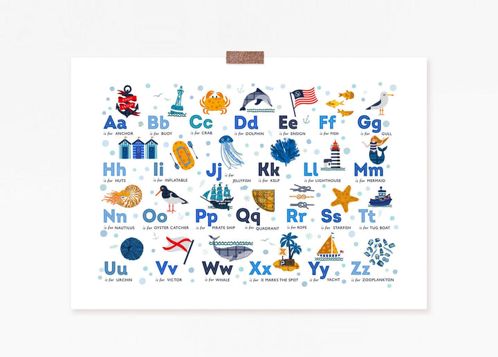 Nautical Alphabet Nursery Wall Art Print - PaperPaintPixels